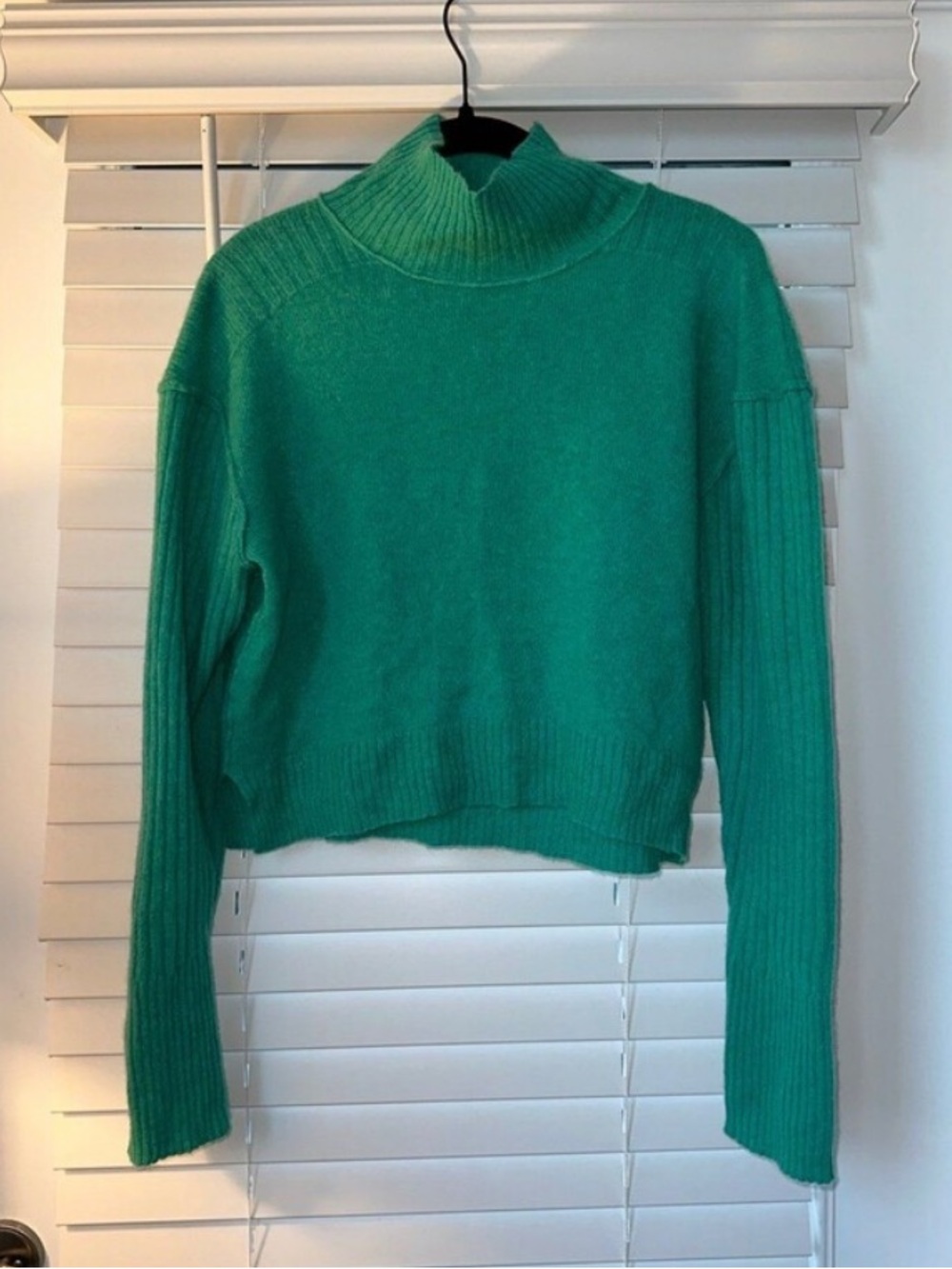 Free People Teal Green Cropped Turtleneck Sweater XS